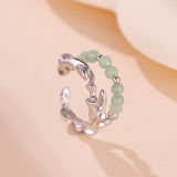 Bague Aventurine Bambou Argent 925 Ajustable - Cadeau Nature - Biloria