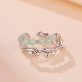 Bague Aventurine Bambou Argent 925 Ajustable - Cadeau Nature - Biloria