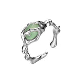 Bague Aventurine Bambou Argent Ajustable Force Sérénité - Biloria
