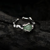 Bague Aventurine Bambou Argent Ajustable Force Sérénité - Biloria