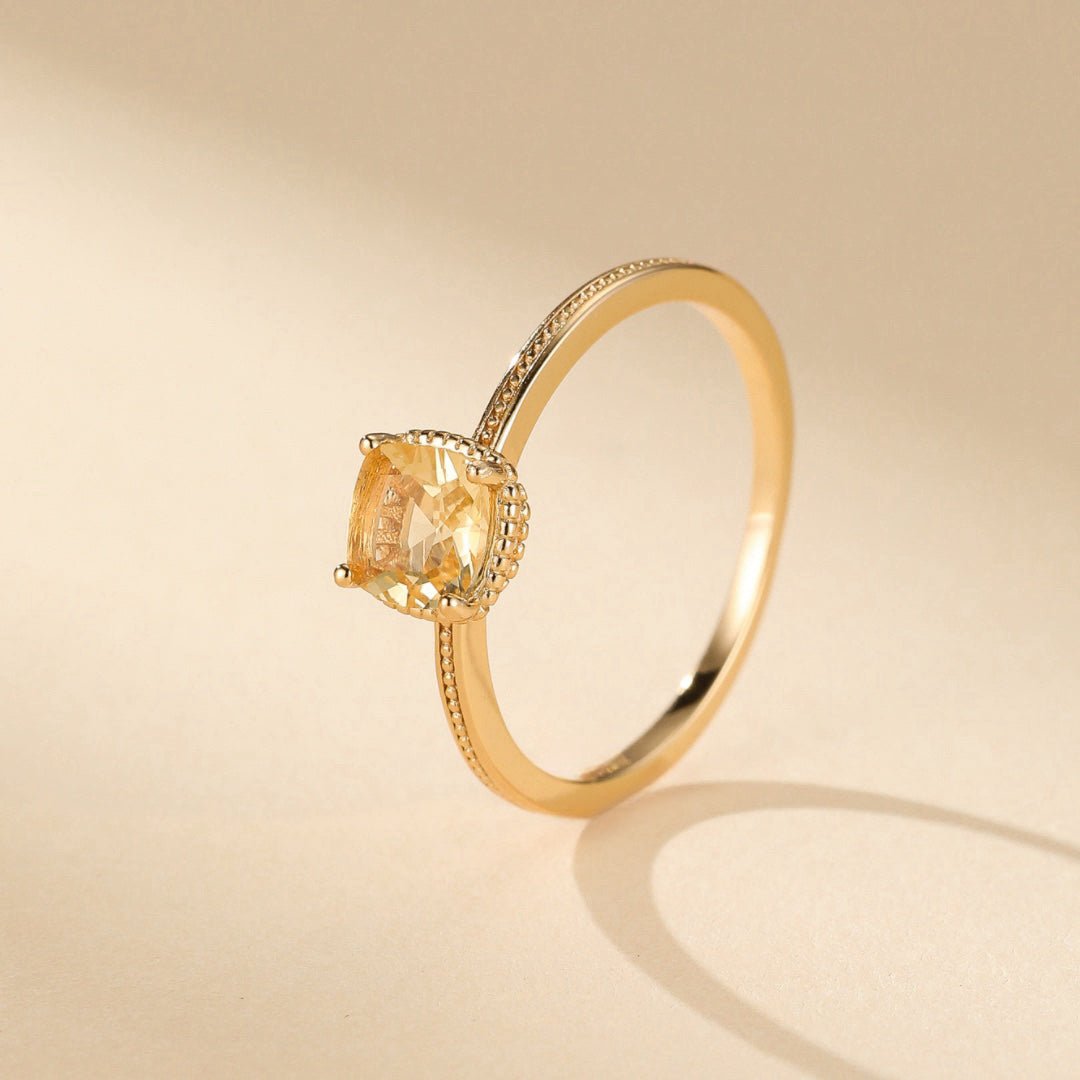 Bague Citrine Argent Plaqué Or – Vertus Énergétiques - Biloria