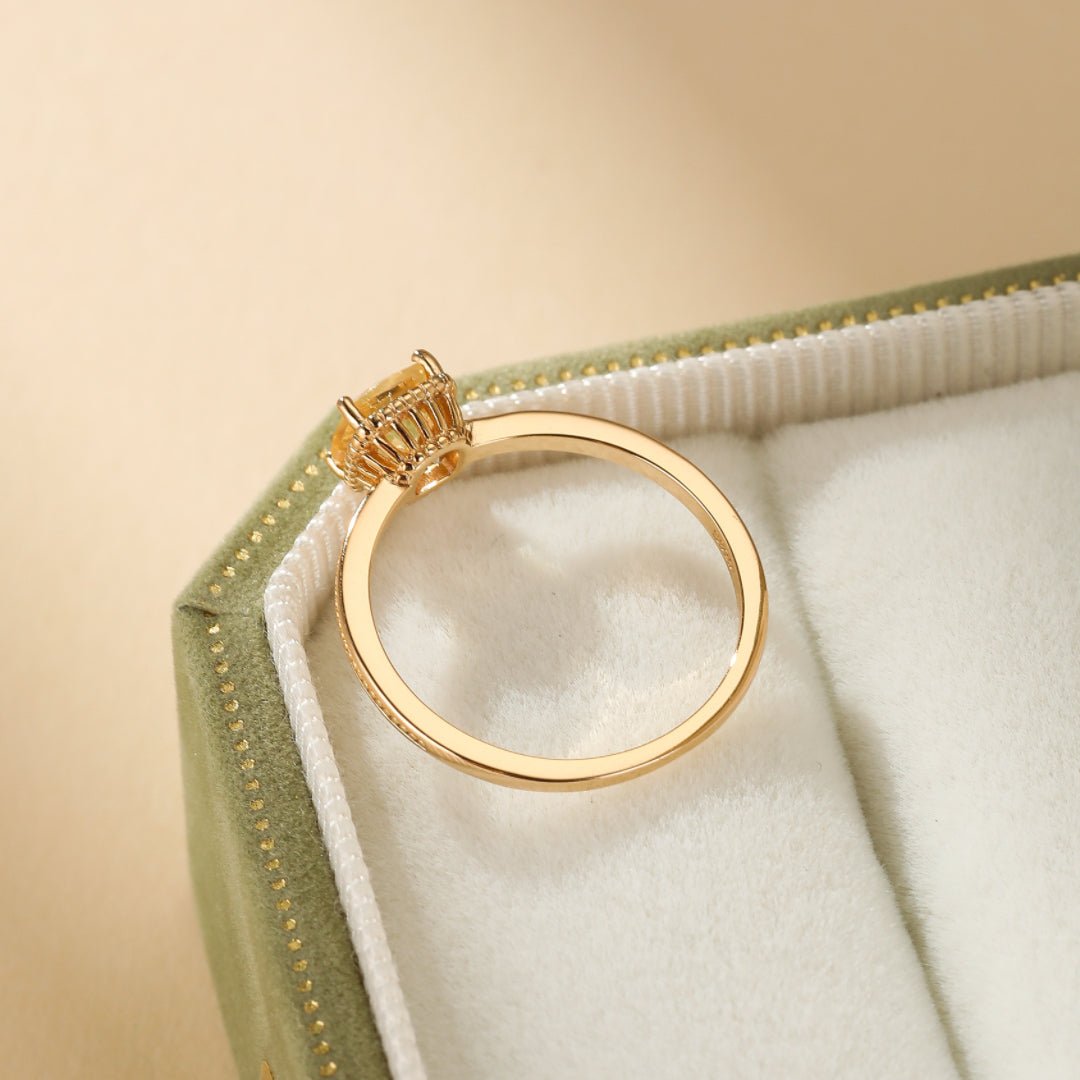 Bague Citrine Argent Plaqué Or – Vertus Énergétiques - Biloria