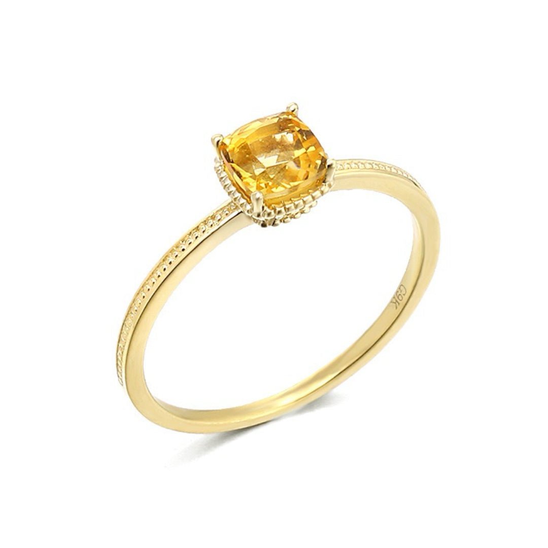 Bague Citrine Argent Plaqué Or – Vertus Énergétiques - Biloria