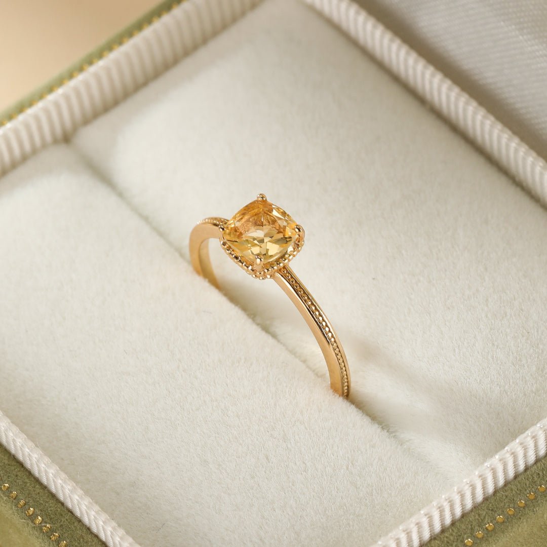 Bague Citrine Argent Plaqué Or – Vertus Énergétiques - Biloria