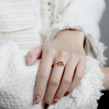 Bague Citrine en Argent Plaqué Or – Vertus et Énergie - Biloria