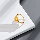 Bague Citrine en Argent Plaqué Or – Vertus et Énergie - Biloria