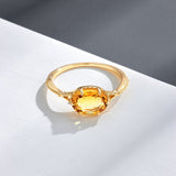 Bague Citrine en Argent Plaqué Or – Vertus et Énergie - Biloria