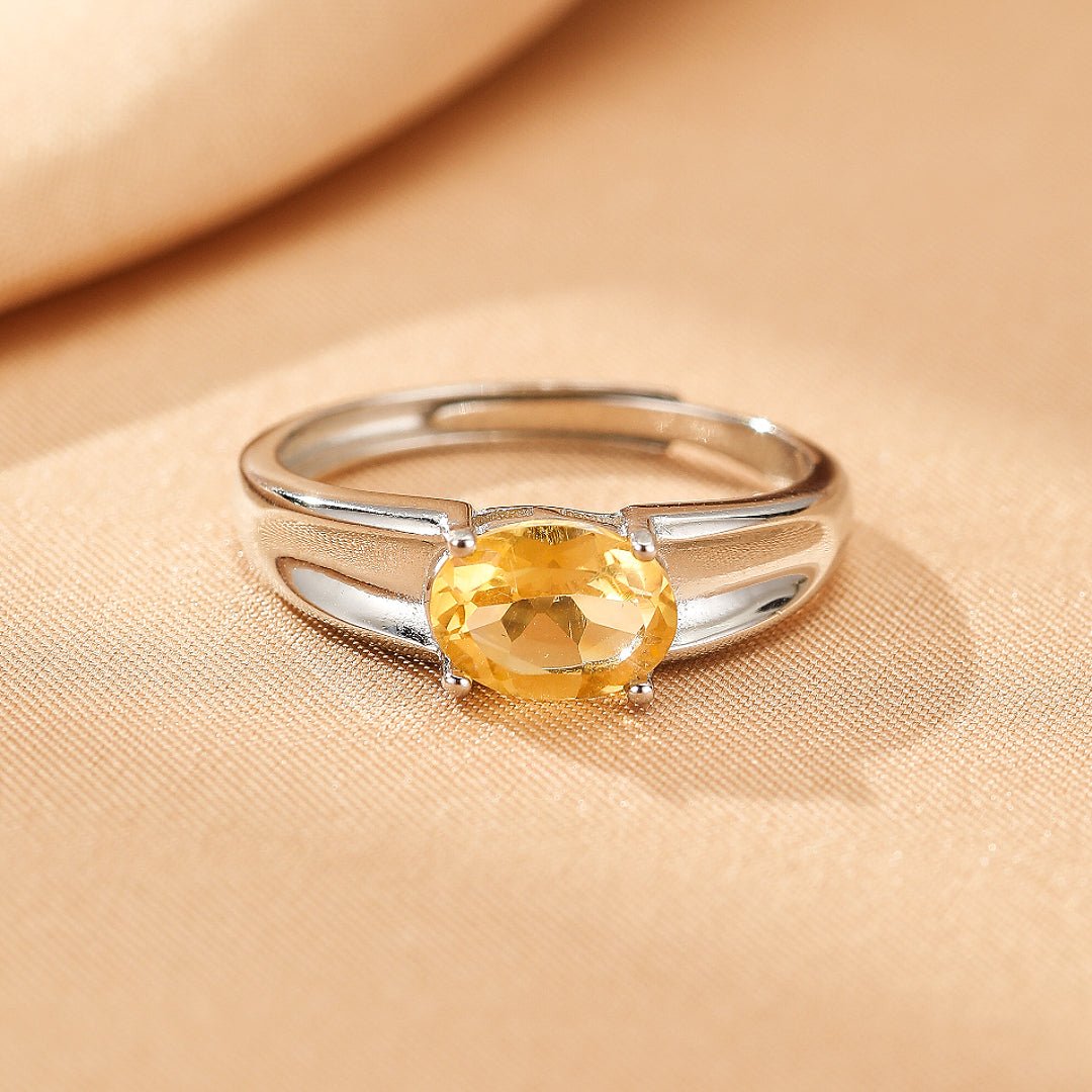 Bague Citrine Flamme Solaire Argent 925 - Biloria