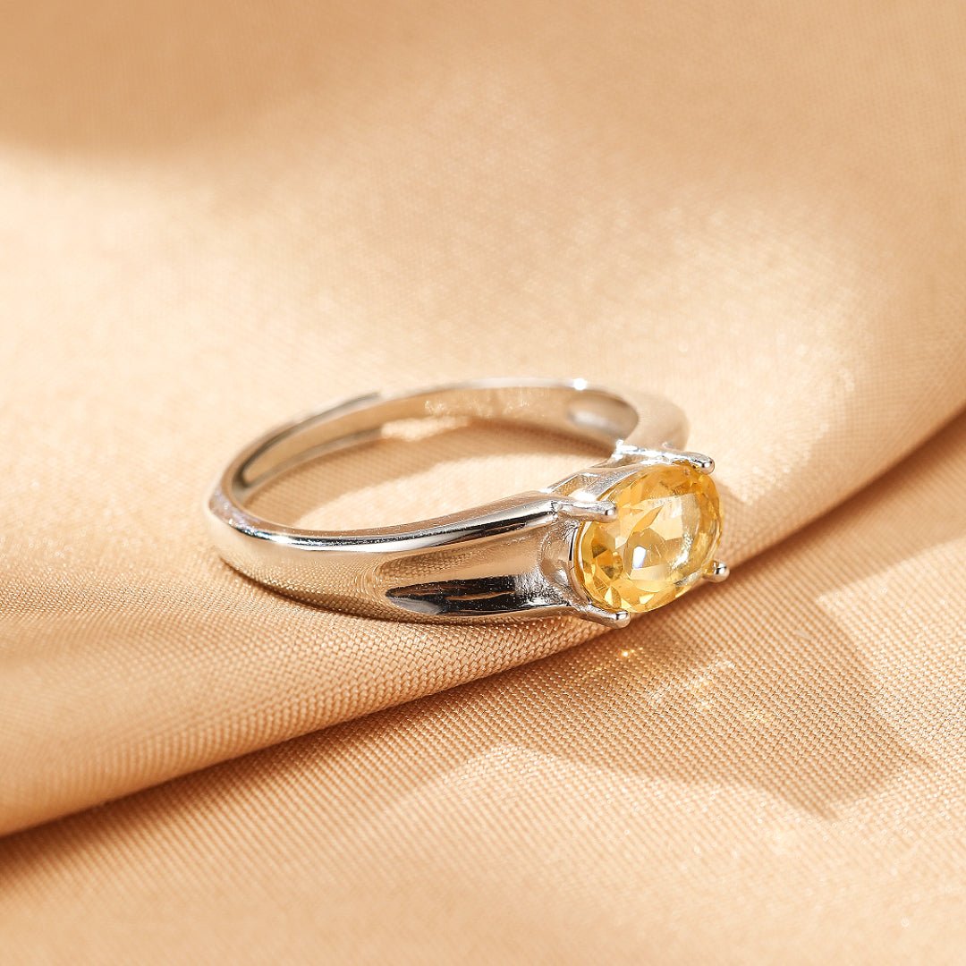 Bague Citrine Flamme Solaire Argent 925 - Biloria