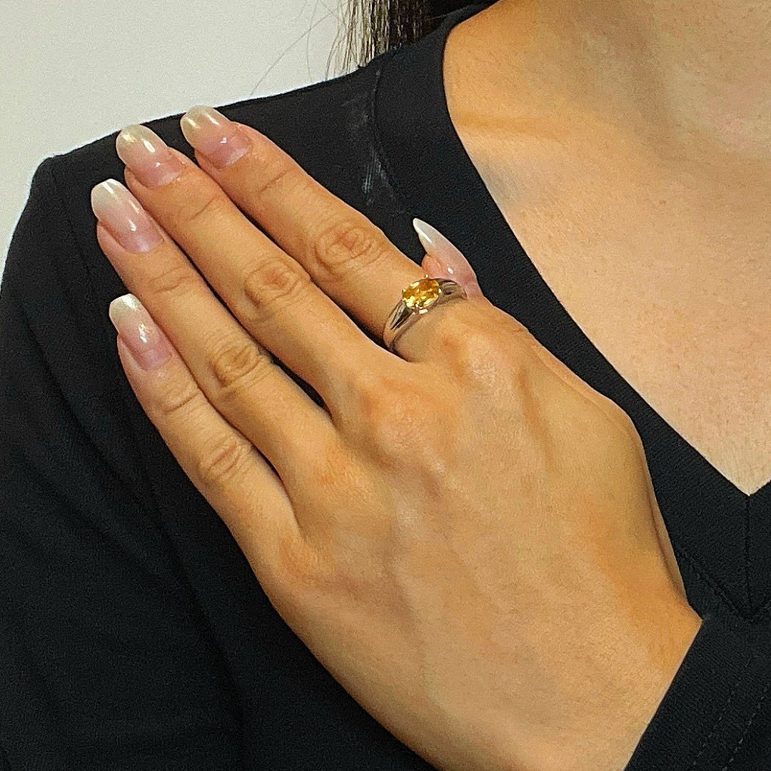 Bague Citrine Flamme Solaire Argent 925 - Biloria