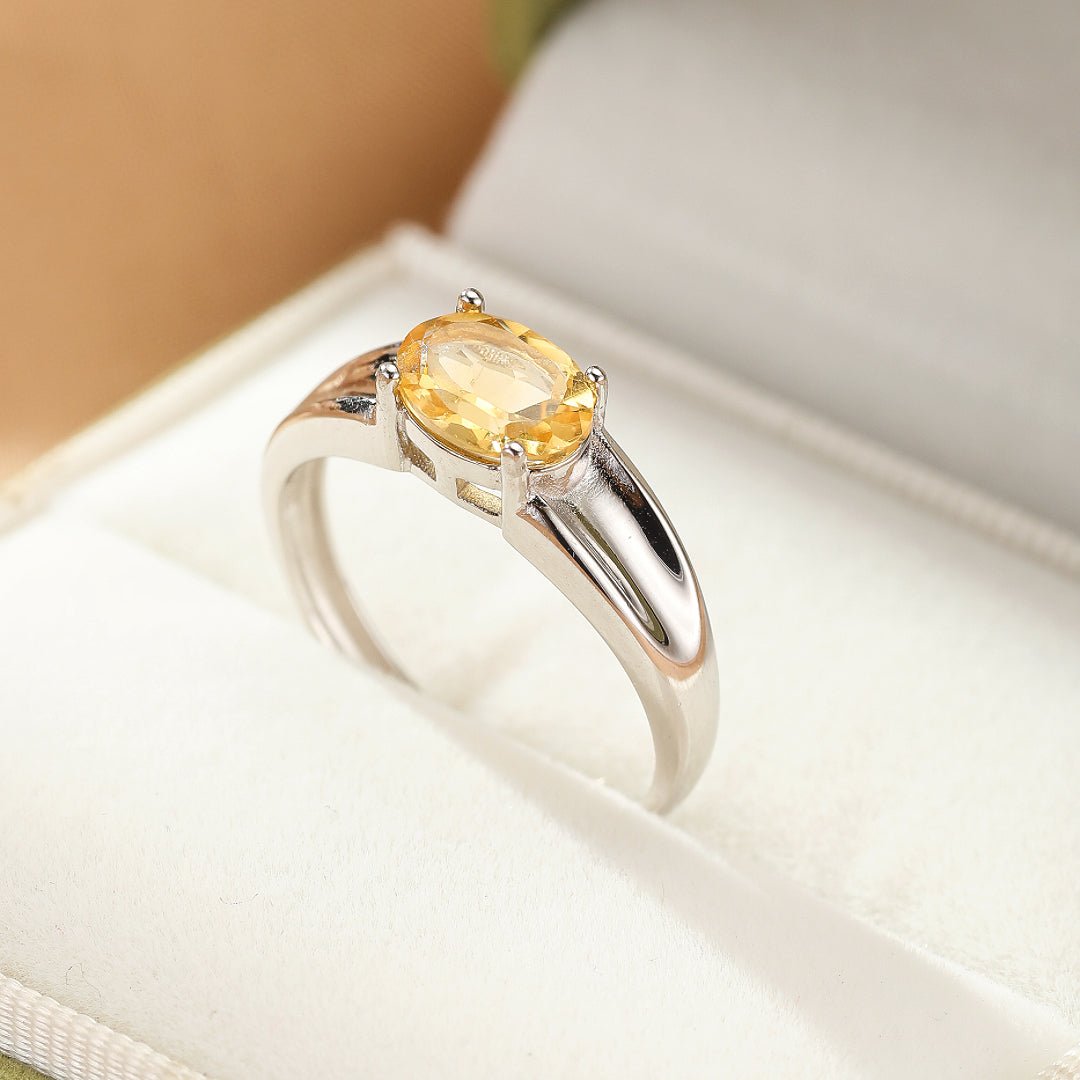 Bague Citrine Flamme Solaire Argent 925 - Biloria