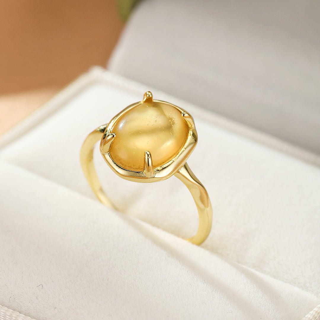 Bague Citrine Nacre Bien-être Émotionnel Argent Plaqué Or - Biloria