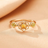 Bague Citrine Péridot Argent 925 Plaqué Or – Bijou Renouveau - Biloria