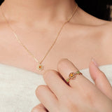 Bague Citrine Péridot Argent 925 Plaqué Or – Bijou Renouveau - Biloria