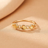 Bague Citrine Pierre Lumière Dorée Spirituelle Argent Plaqué Or - Biloria