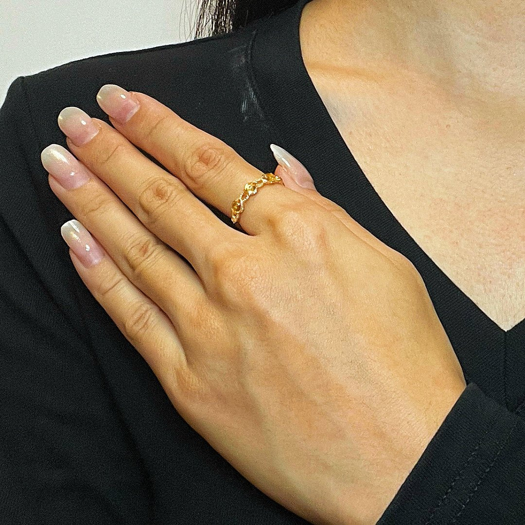 Bague Citrine Pierre Lumière Dorée Spirituelle Argent Plaqué Or - Biloria