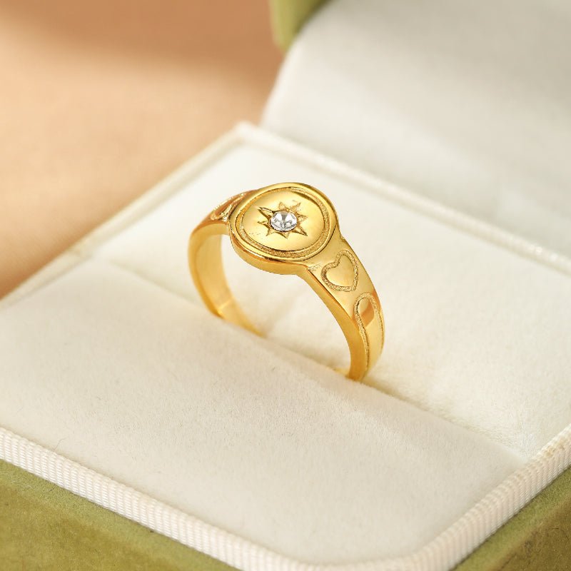 Bague Cœur Ajustable – Symbole d'Amour et d'Étoile - Biloria