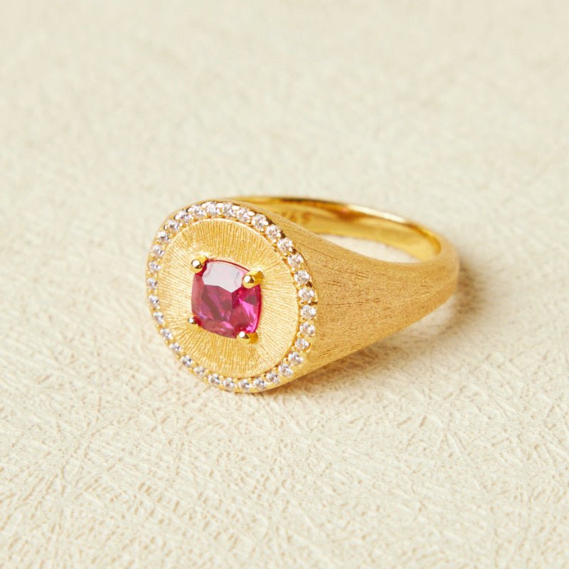 Bague Cornaline Argent Plaqué Or Énergisante – Femme - Biloria