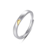 Bague Couple Argent 925 avec Cœur Enlacé Doré - Bijou Amour Harmonie - Biloria