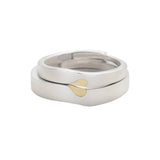 Bague Couple Argent 925 avec Cœur Enlacé Doré - Bijou Amour Harmonie - Biloria
