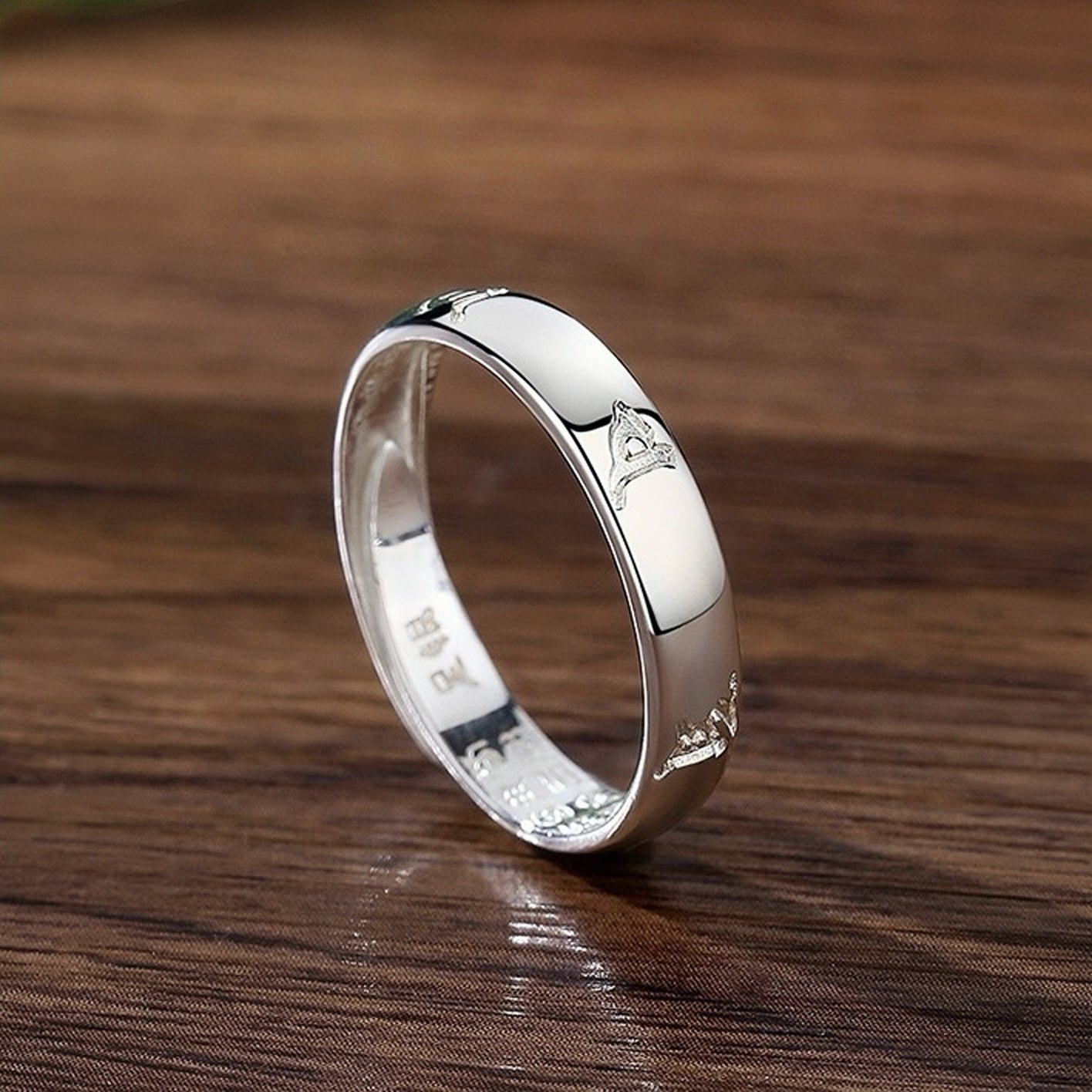 Bague Couple Argent Six Mantras Sacrés Ajustable - Biloria