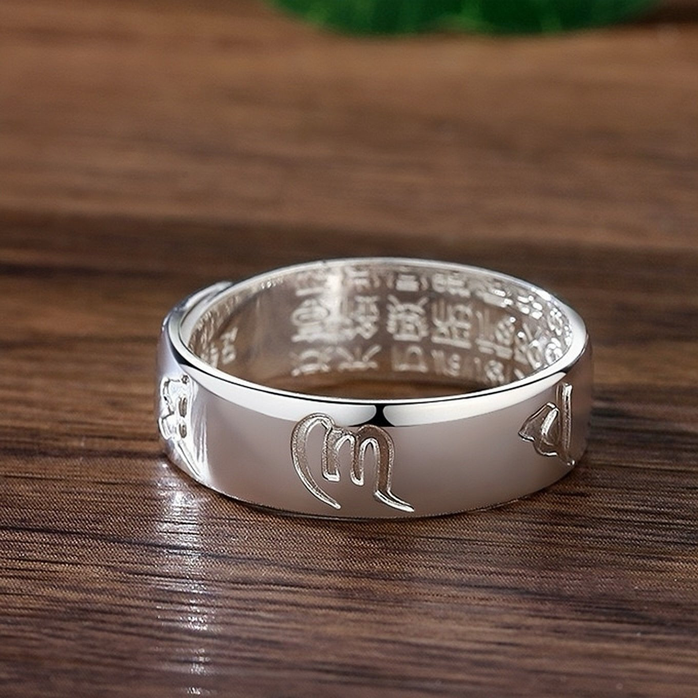 Bague Couple Argent Six Mantras Sacrés Ajustable - Biloria