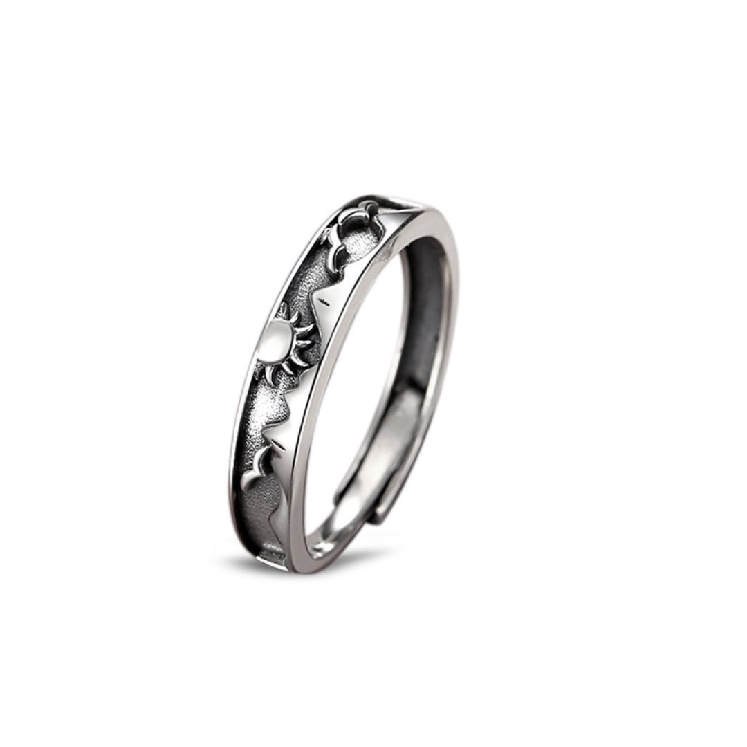 Bague couple astres unis argent 925 ajustable - Biloria