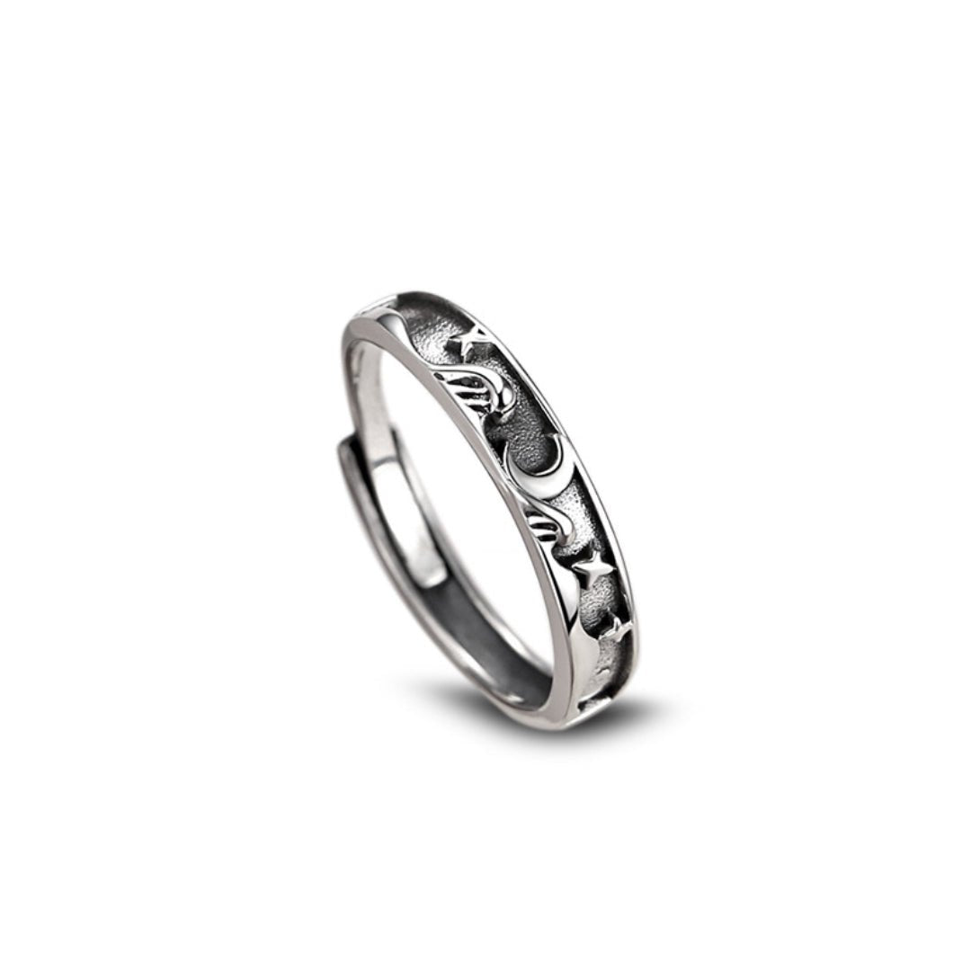Bague couple astres unis argent 925 ajustable - Biloria
