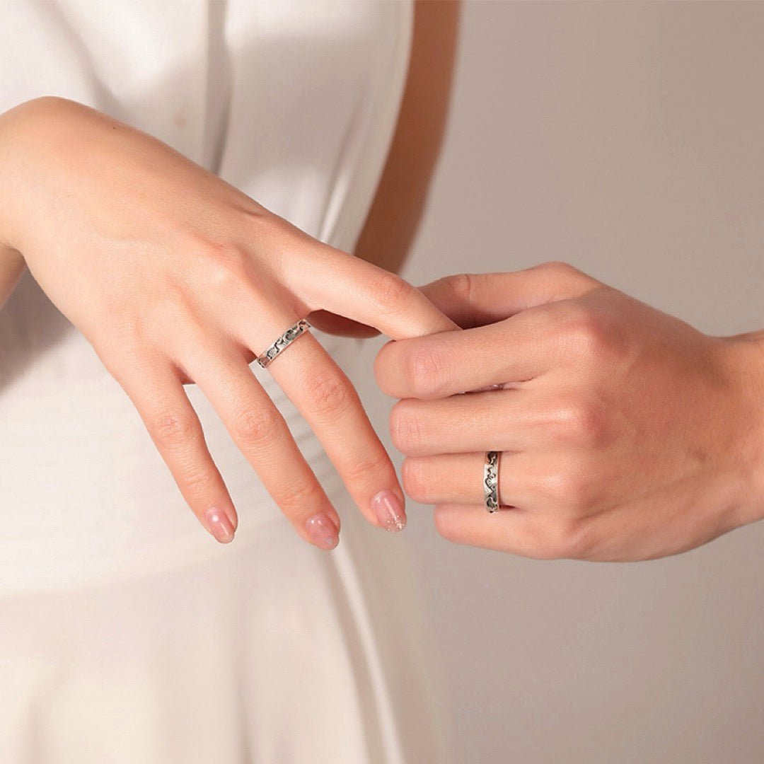 Bague couple astres unis argent 925 ajustable - Biloria