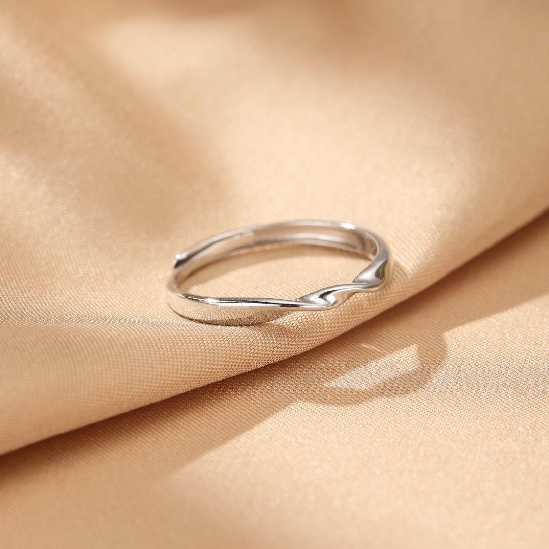 Bague Couple Cœur Entrelacé Argent 925 Ajustable - Biloria