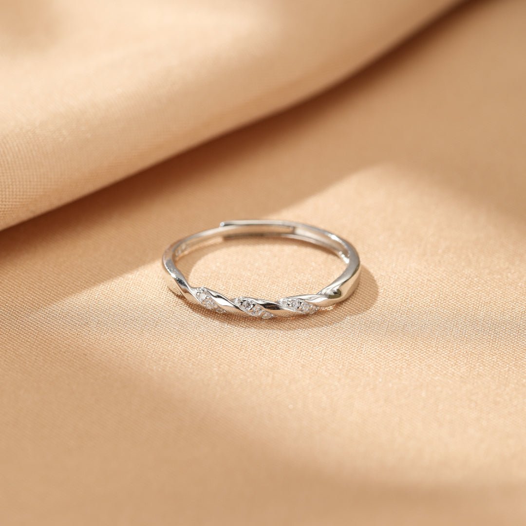 Bague Couple Cœur Entrelacé Argent 925 Ajustable - Biloria