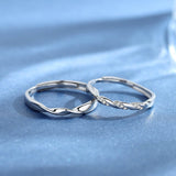 Bague Couple Cœur Entrelacé Argent 925 Ajustable - Biloria