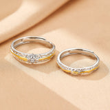 Bague couple Lune et Soleil argent S999 ajustable - Biloria