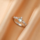 Bague Couple Pierre de Lune et Zircon - Argent 925 Ajustable - Biloria
