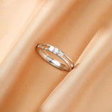 Bague Couple Pierre de Lune et Zircon - Argent 925 Ajustable - Biloria