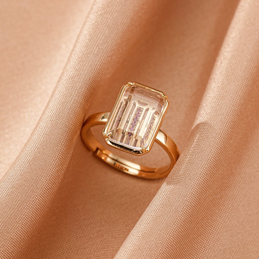 Bague Cristal de Roche et Corindon Rose Ajustable - Biloria
