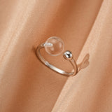 Bague Cristal de Roche Sphère de Lumière Argent Ajustable - Biloria