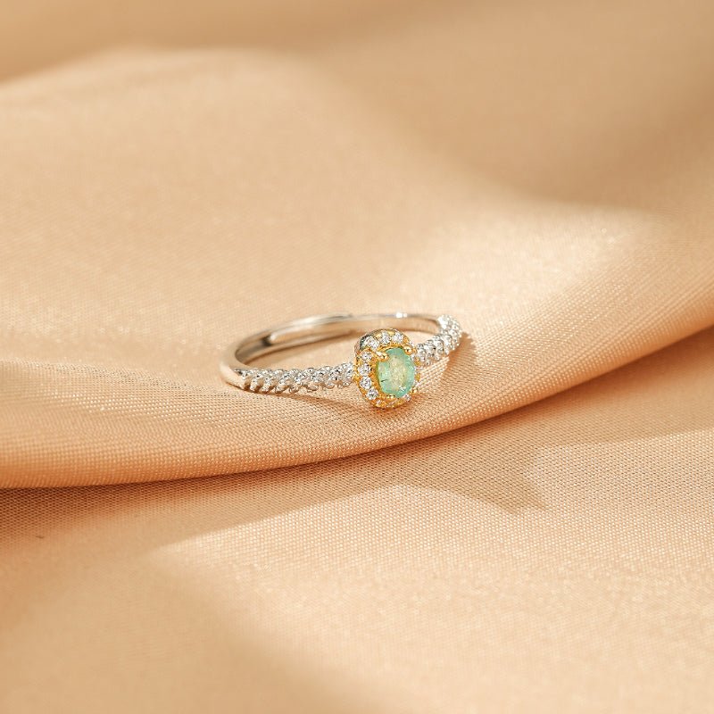 Bague Émeraude Argent 925 – Bijou Ajustable Pierre Naturelle - Biloria
