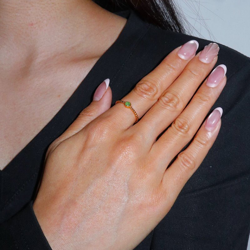 Bague Émeraude Argent Plaqué Or – Bijou Ajustable Renouveau - Biloria