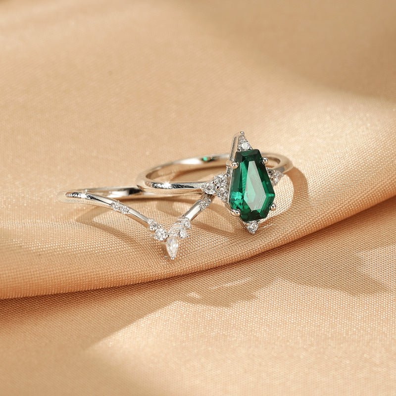 Bague Émeraude Argent S925 – Pierre Naturelle 6x9mm - Biloria