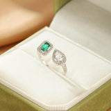 Bague Émeraude Duo Lumineux Argent 925 Ajustable - Biloria