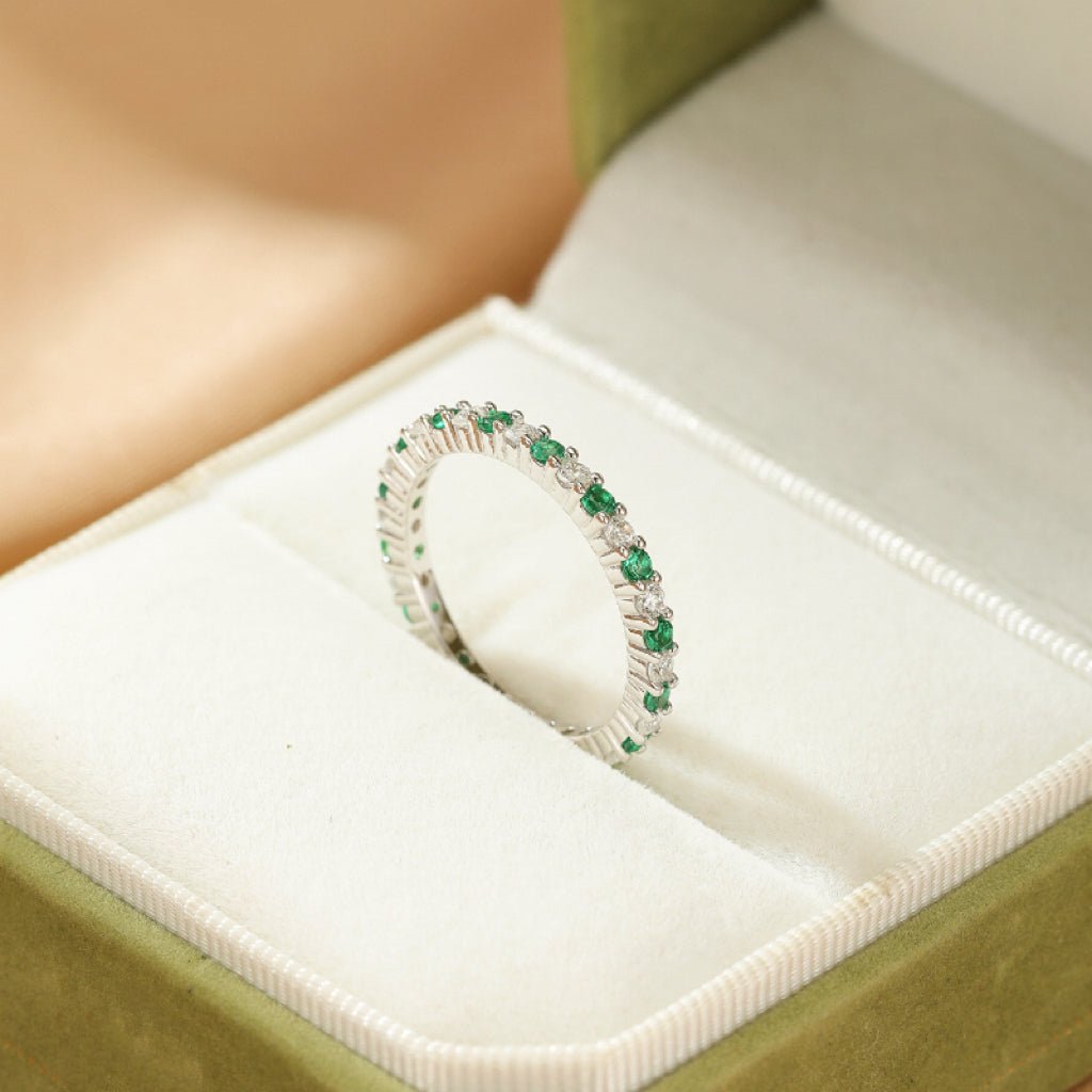 Bague Émeraude et Zircon Argent S925 – Bijou Finesse - Biloria
