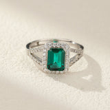 Bague Émeraude vert profond Argent 925 ajustable - Biloria