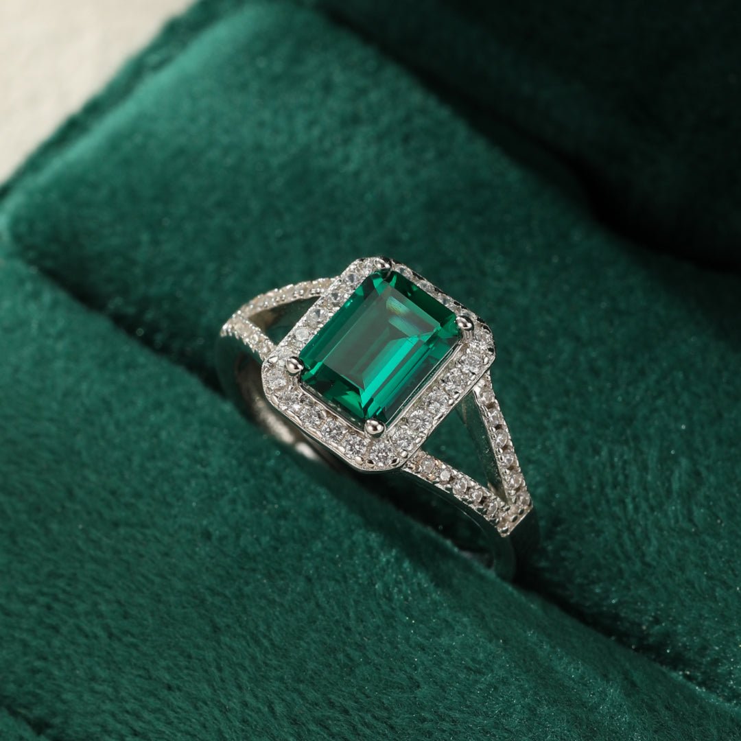 Bague Émeraude vert profond Argent 925 ajustable - Biloria