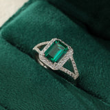 Bague Émeraude vert profond Argent 925 ajustable - Biloria