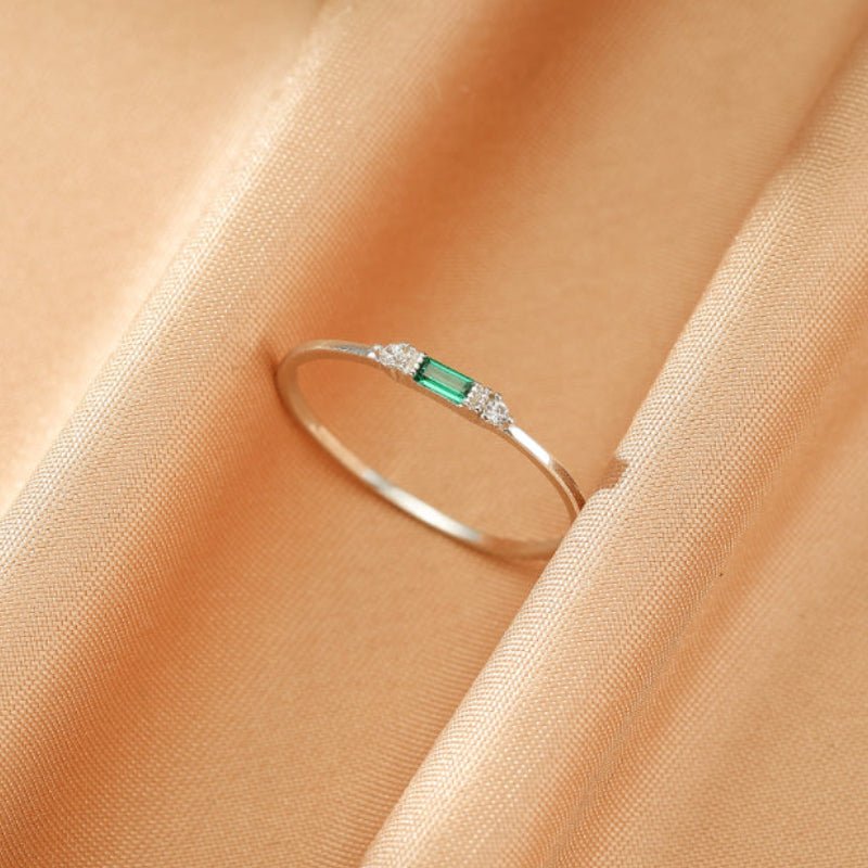 Bague Émeraude Zircon Argent 925 Ajustable - Biloria