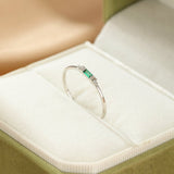 Bague Émeraude Zircon Argent 925 Ajustable - Biloria