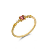 Bague en Grenat et Zircon – Argent Plaqué Or 14k pour la Passion - Biloria