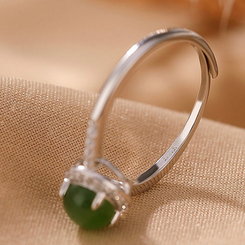 Bague en Jade Ajustable pour Femme 54-60mm Argent 925 - Biloria
