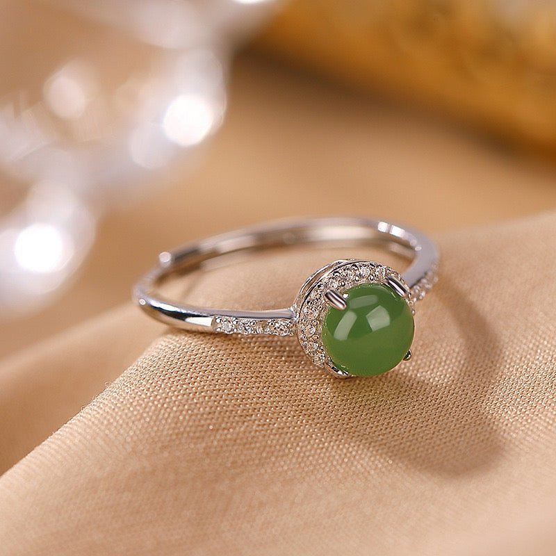 Bague en Jade Ajustable pour Femme 54-60mm Argent 925 - Biloria